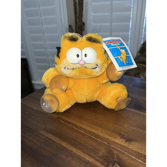 1981 Vintage Dakin Suction Cup Garfield Attack Cat Pin Orange Cat Stuffed Animal - Picture 1 of 3